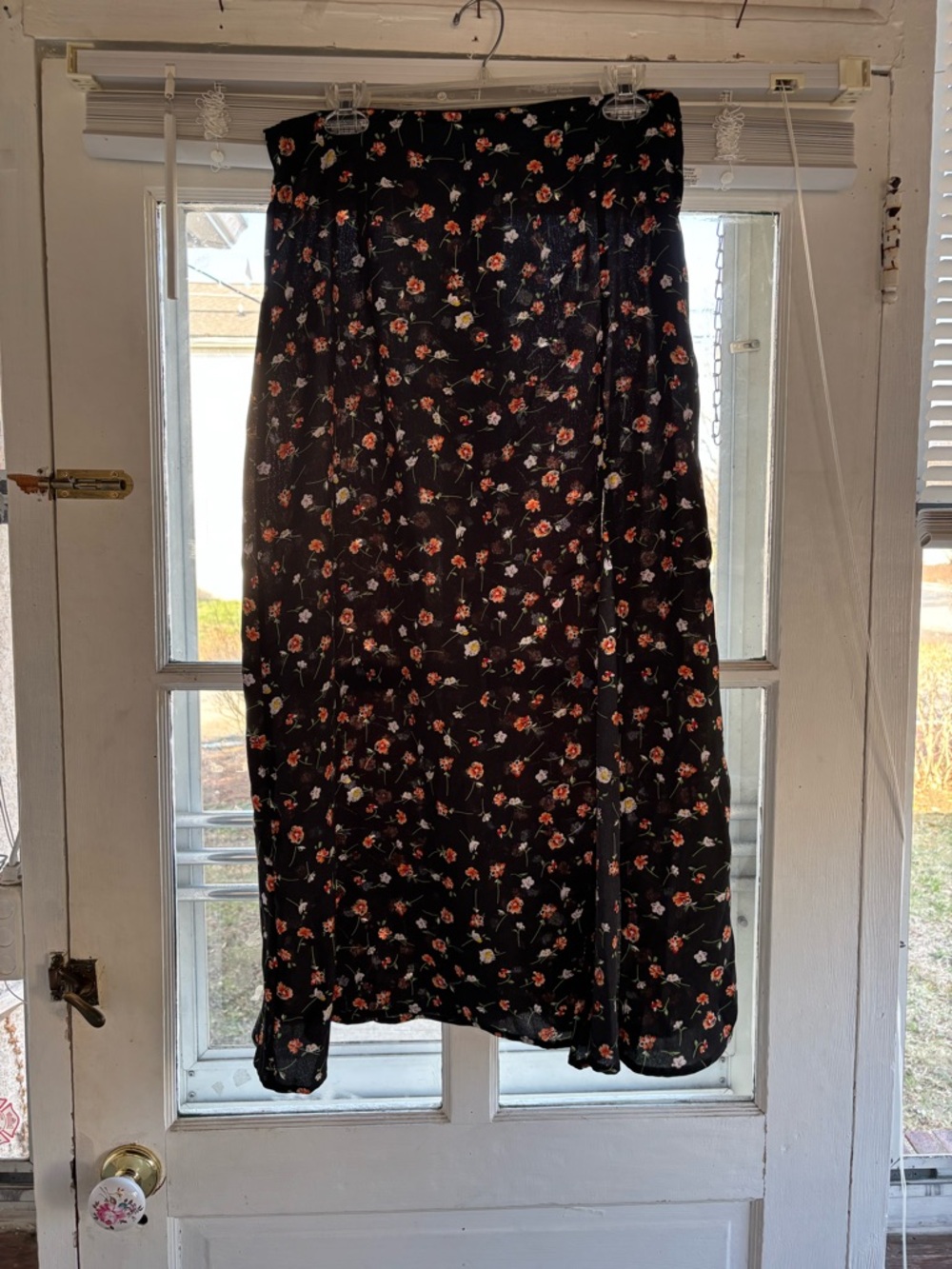 Black Floral Midi Skirt
